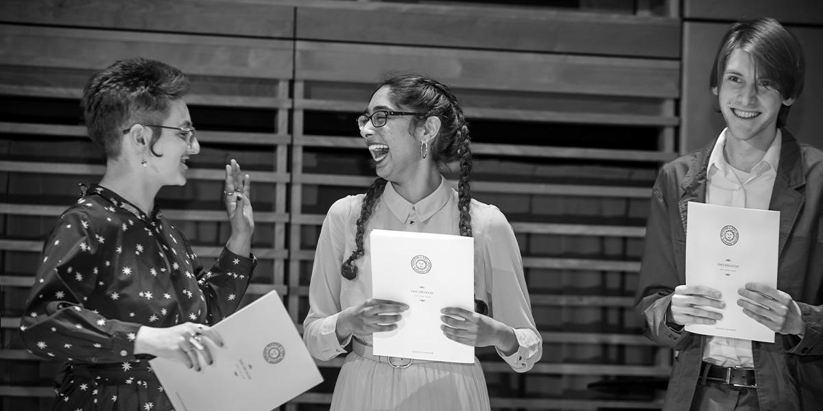 Bowdoin students celebrate the annual Honors Day celebration in Studzinski Hall.